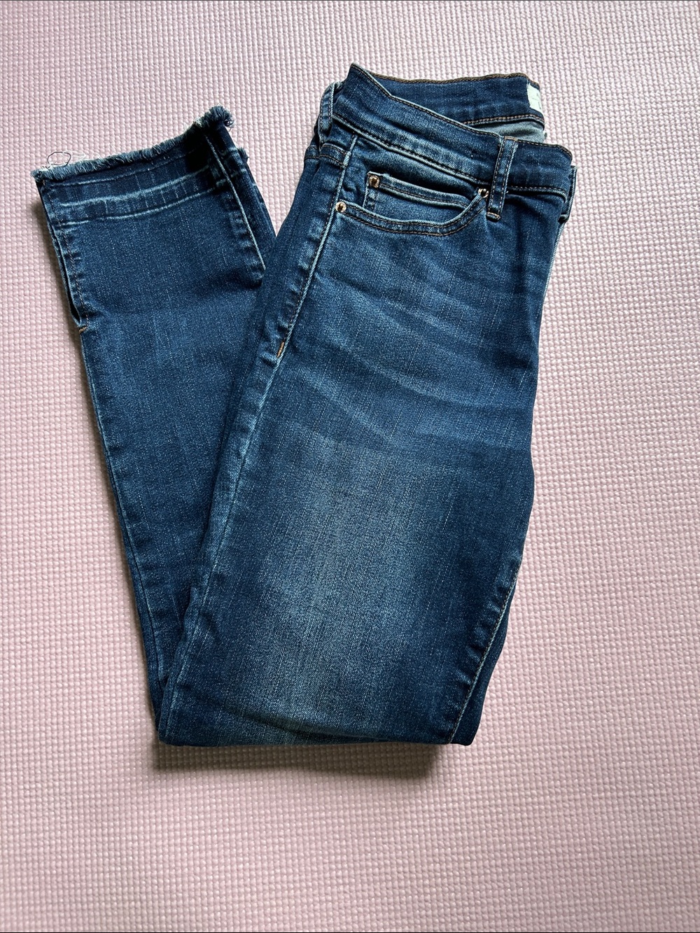 Dark Blue Ankle Crop Stretch Jeans